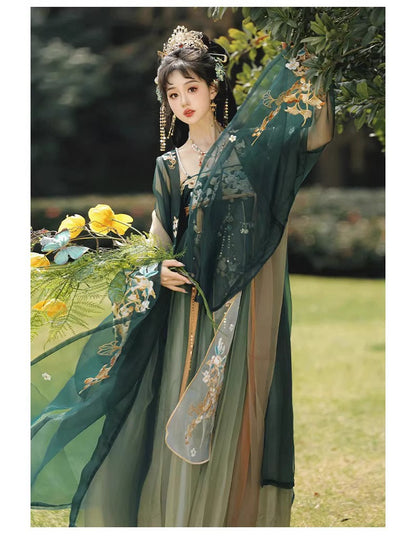 Oriental Ancient Hanfu — Chest-High Ru Skirt & Heavy Embroidery Outfit