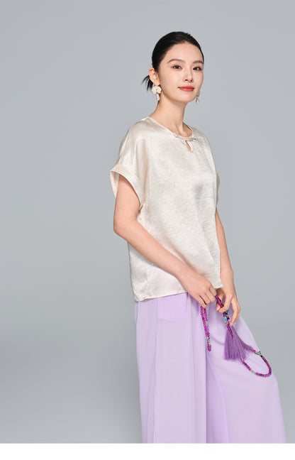 Casual Silky Short Sleeve Blouse