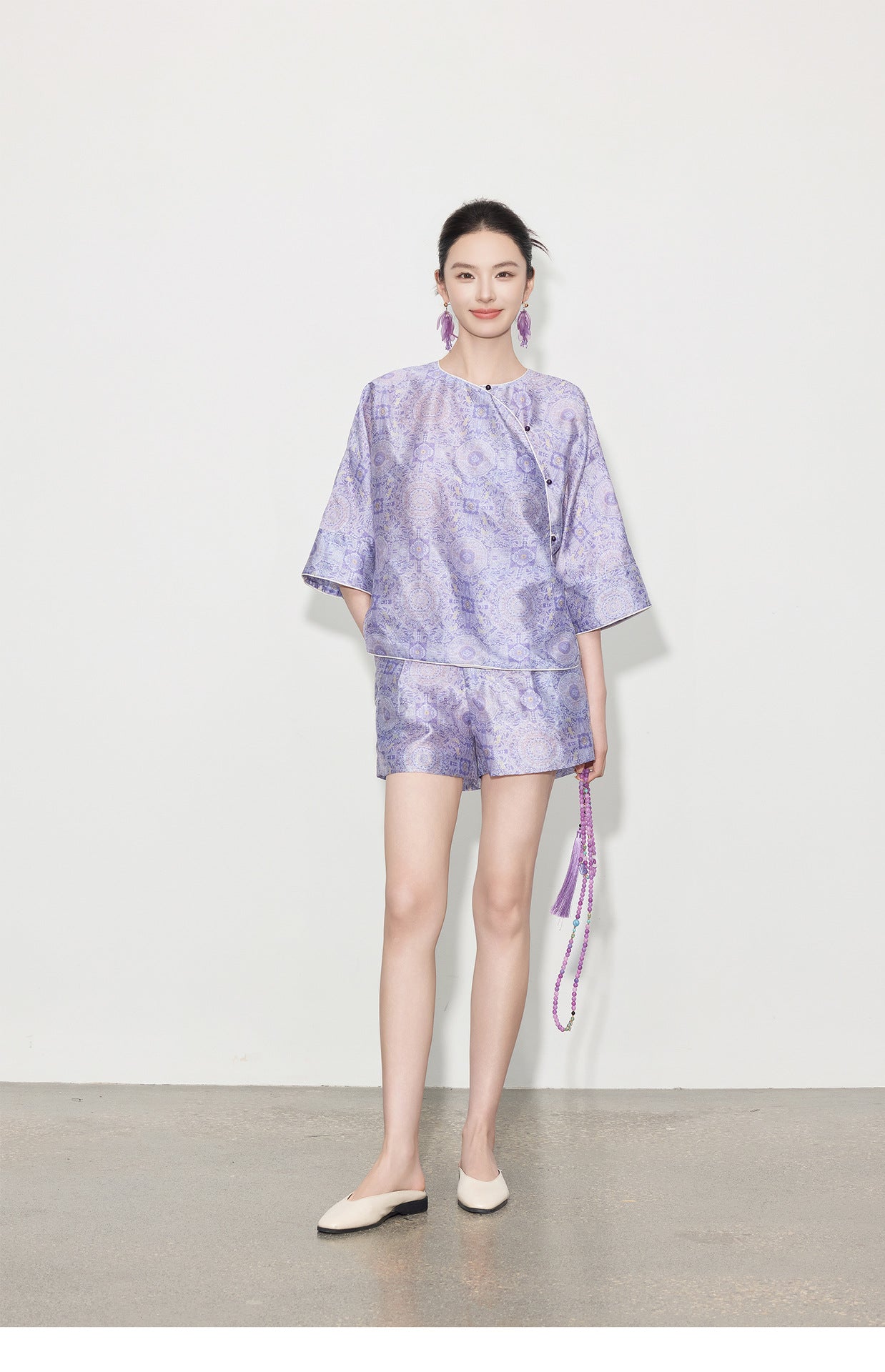 Chinese Style Asymmetrical Shirt & Shorts Set New Summer Casual Outfit