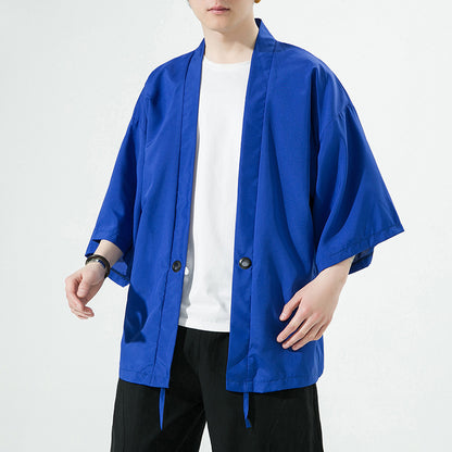 Summer Chinese Style Mens Hanfu Cardigan Taoist Robe Sun Protection