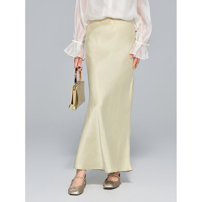 High-Waist Soft Cupro Silk Half Skirt for Women