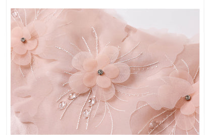 New Chinese Style Beaded Floral Acetate Top | Elegant Short Camisole