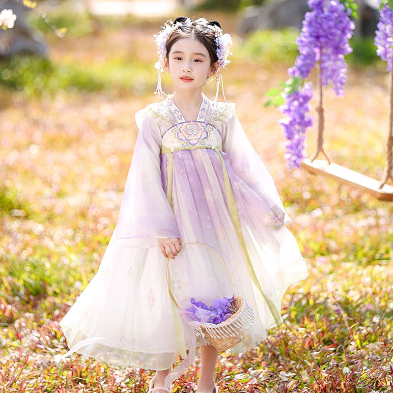 Girls Spring Hanfu — Purple Fairy Ruqun Dress for Children Cosplay