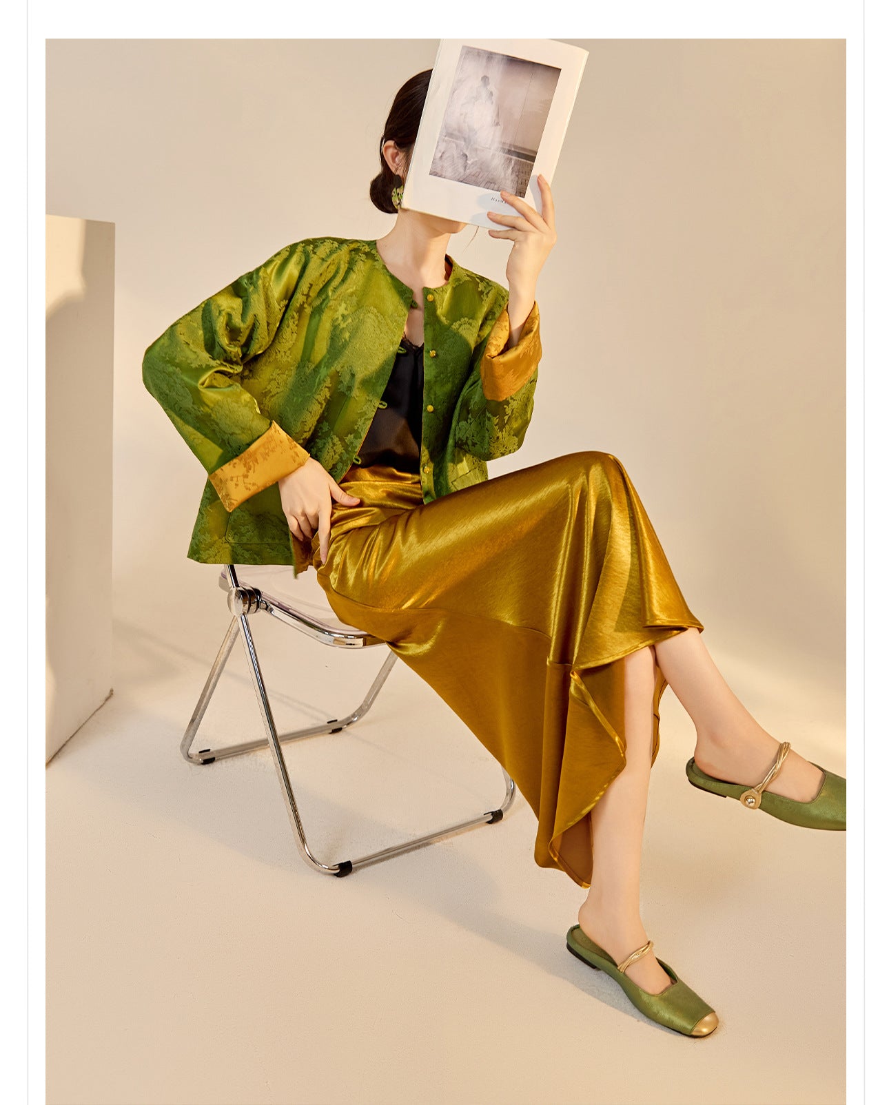 New Chinese Style Reversible Jacquard Elegant Top