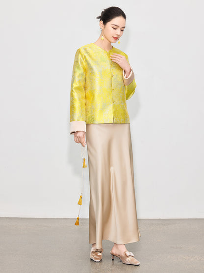 High-End Stylish Jacquard Tang Suit Inspired Top