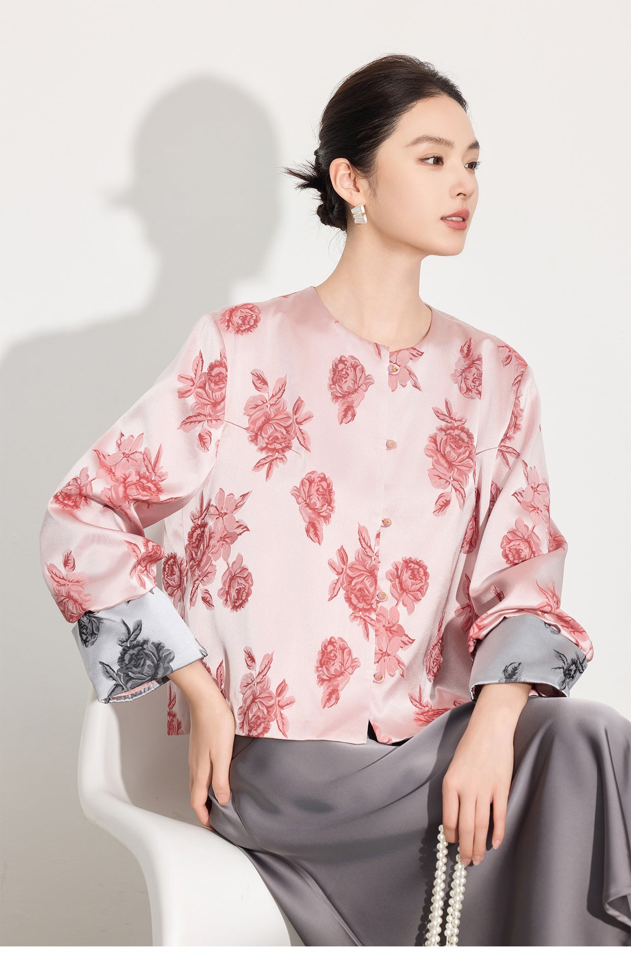 2026 Spring Summer Satin Jacquard Elegant Jacket for Women