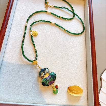 Handmade Song Brocade Gourd Necklace | New Chinese Style Cultural Heritage Accessory