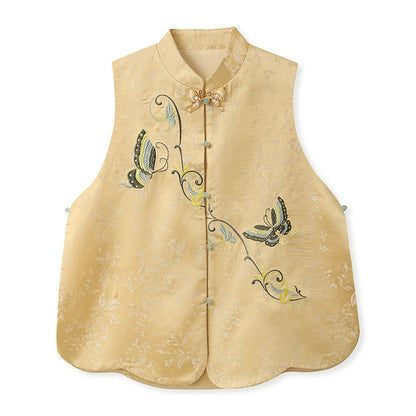 High-End Embroidery Stand Collar Vest & Jacquard Mermaid Skirt