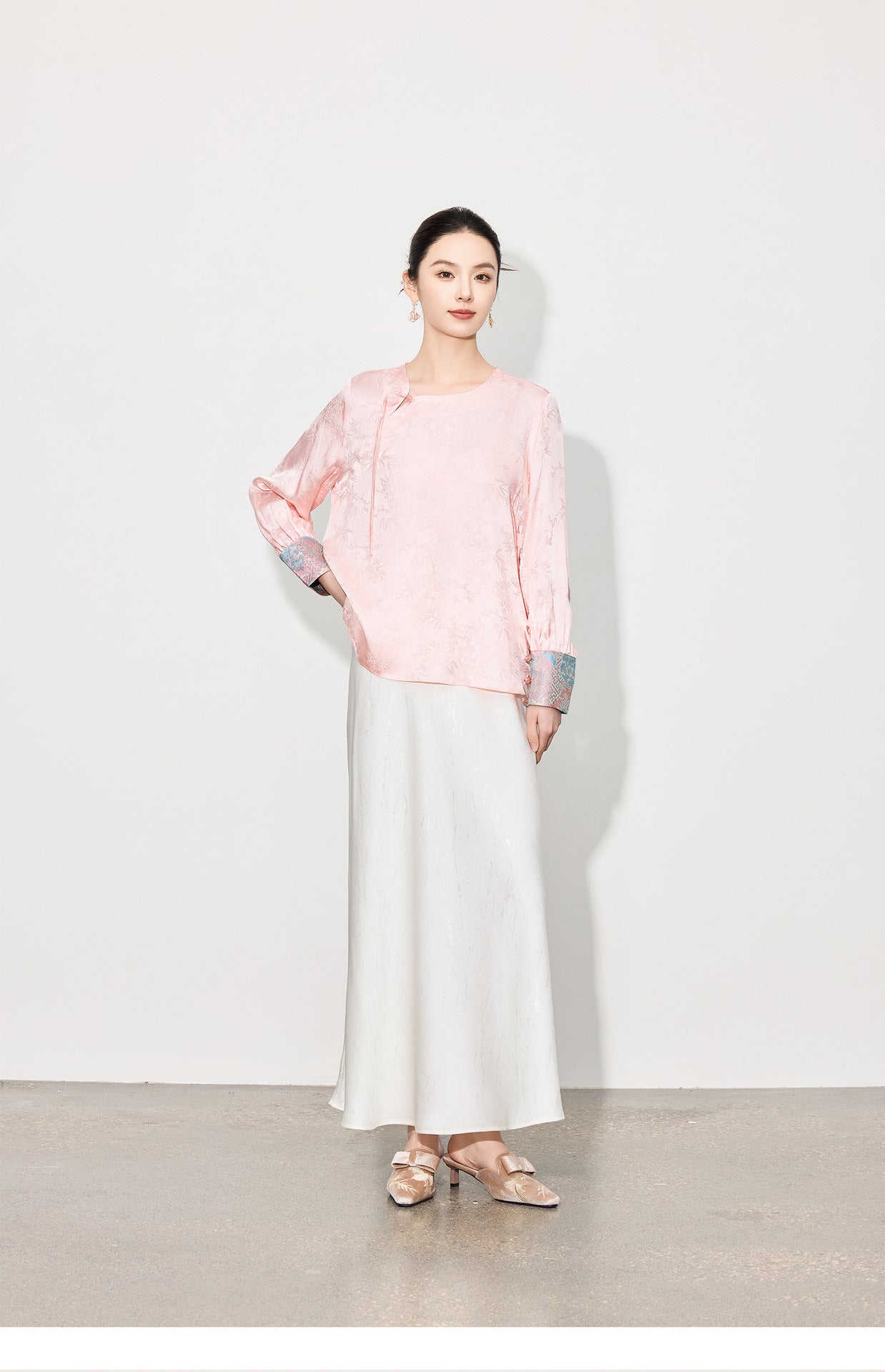 Stylish Retro Long Sleeve Jacquard Shirt