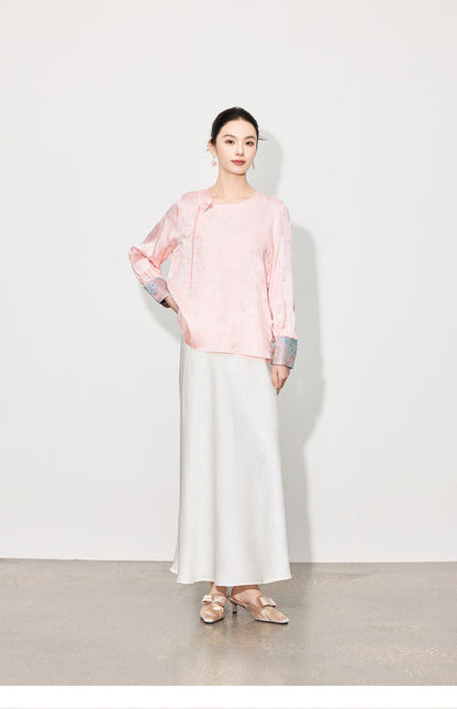 Stylish Retro Long Sleeve Jacquard Shirt