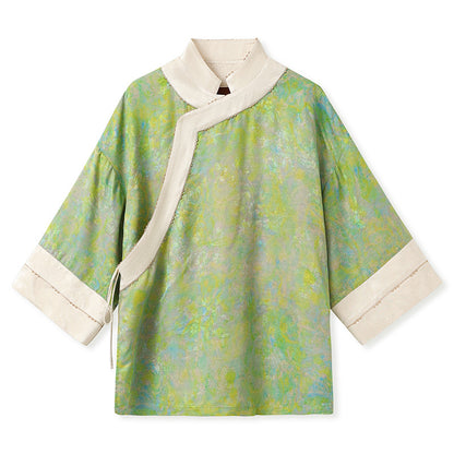 Early Autumn New Chinese Style Silk Lace-Up Short Coat | Retro Thin Top for Women