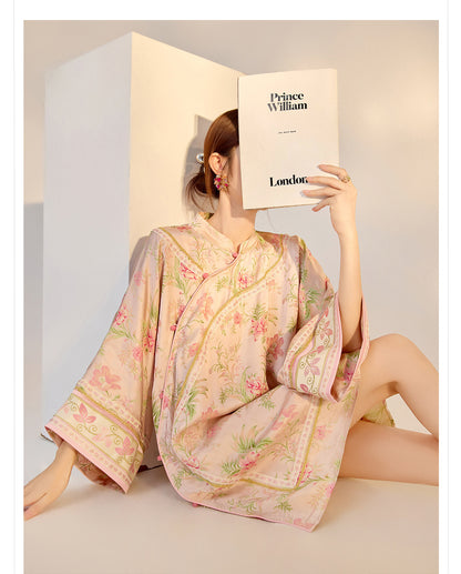 2026 Summer New Chinese Style Printed Rayon Loose Elegant Blouse