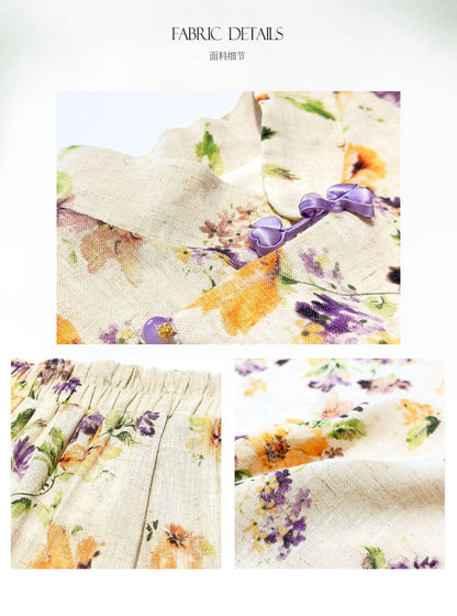 High-End Linen Sleeveless Button Top & Slimming Skirt for Women