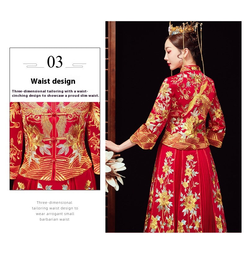 Xiuhe Wedding Dress Bride Plus Size Dragon Phoenix Gown Set