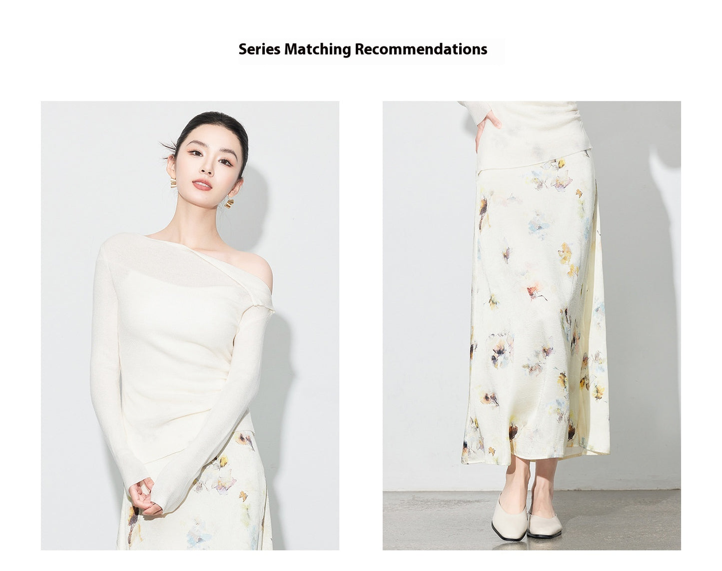 Chic Printed Midi Skirt, Side Slit Design for Women