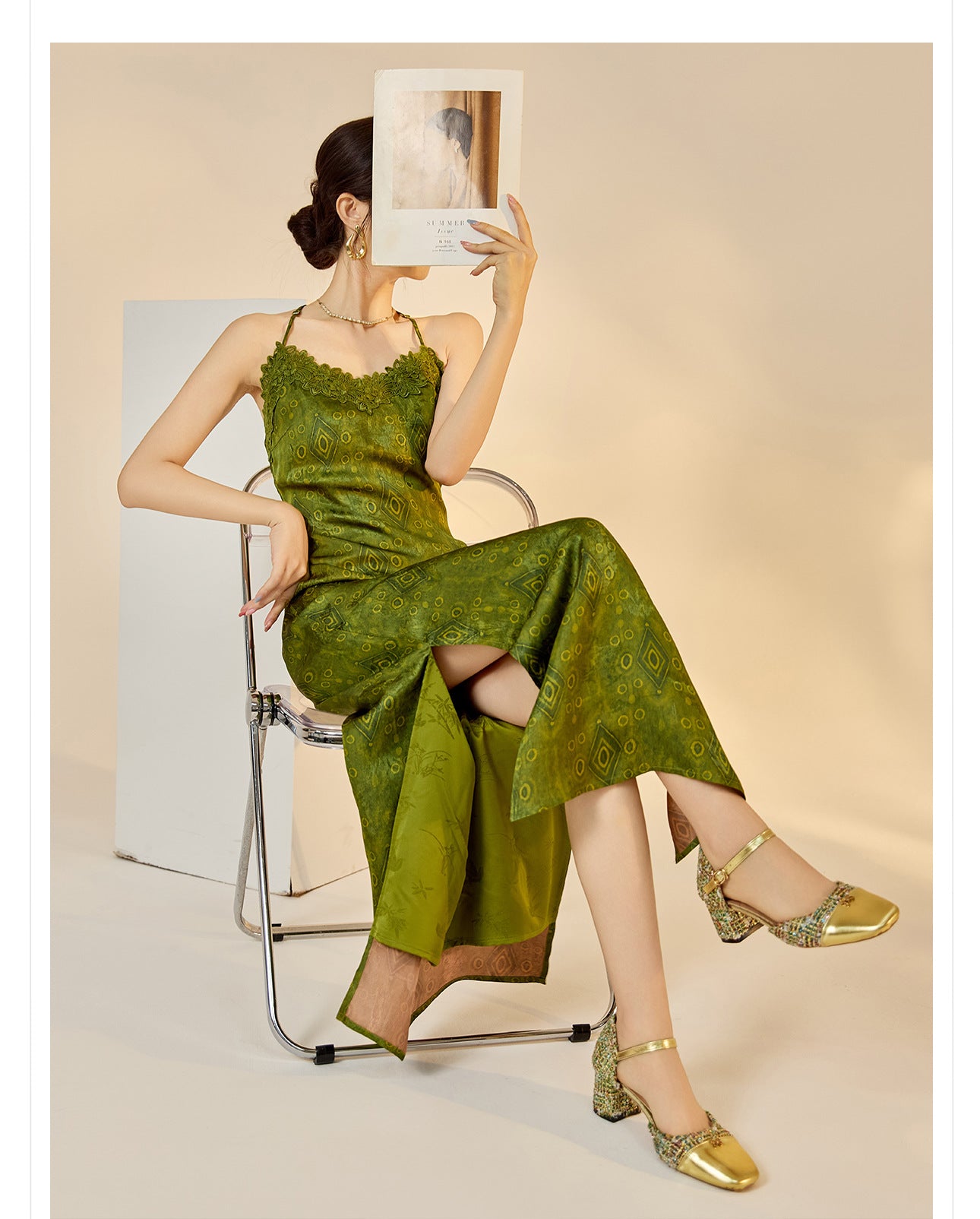 Velvet Burnout Jacket & Printed Cardigan Dress Set for Autumn