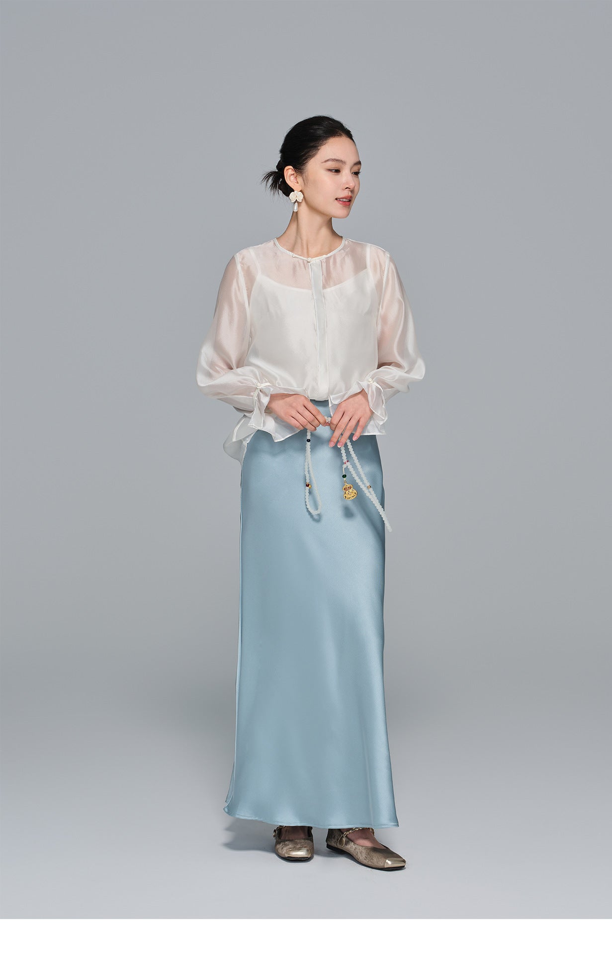 High-End Soft Gauze Long Sleeve Top for Women