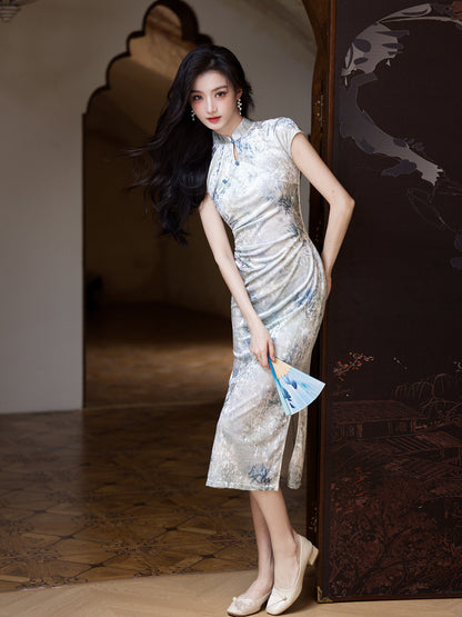 Improved Chinese Style Qipao – Everyday Wear Pink Velvet Dress