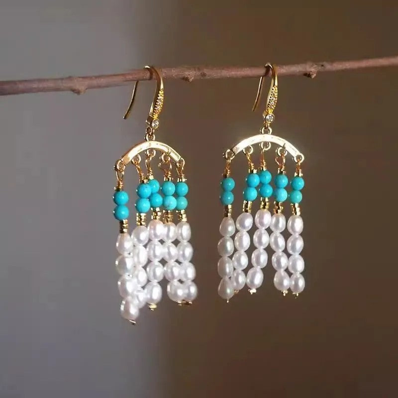 Famous Actor Style Earrings | Exquisite Ancient Imitation Pearl Tassel Gift