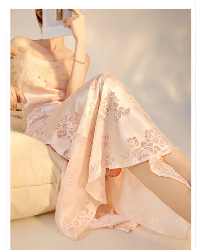 New Chinese Style Beaded Floral Acetate Top | Elegant Short Camisole