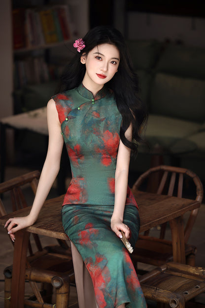 Tipsy Rose Sleeveless Cheongsam – Elegant Youth Slim Dress