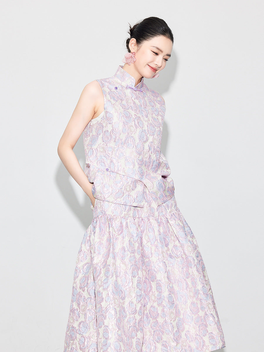 2025 Autumn Stand Collar Sleeveless Jacquard Vest for Women