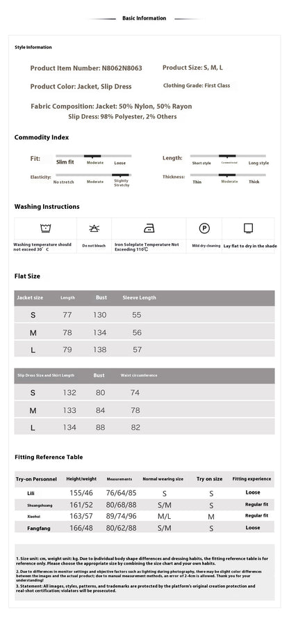 Velvet Burnout Jacket & Printed Cardigan Dress Set for Autumn