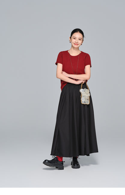 Slimming Vintage Half Skirt with Wide Hem for Women