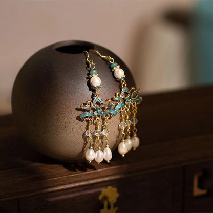 Ancient Style Ear Hooks | Elegant Chinese Style Ma Face Skirt Earrings for Women