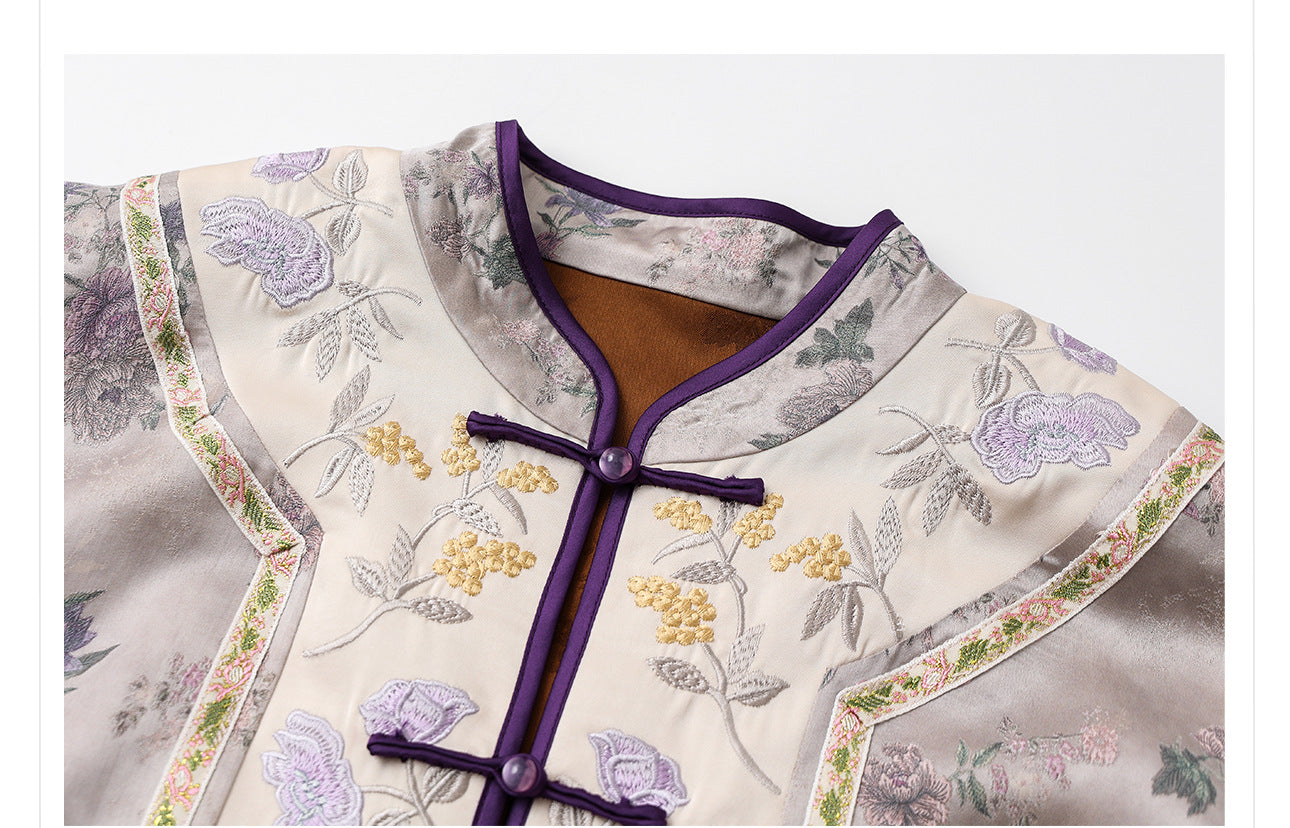 Early Autumn Silk Embroidered Retro Loose Chinese Style Jacket
