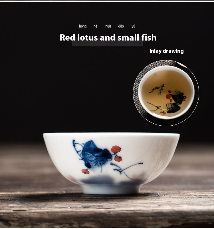 Hand-Painted Blue and White Porcelain Master Tea Cup Jingdezhen