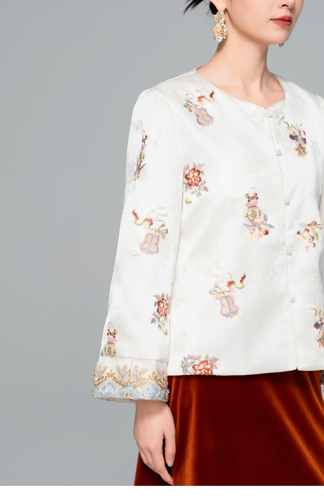 Elegant Embroidered Sequin Beaded Jacket for Women