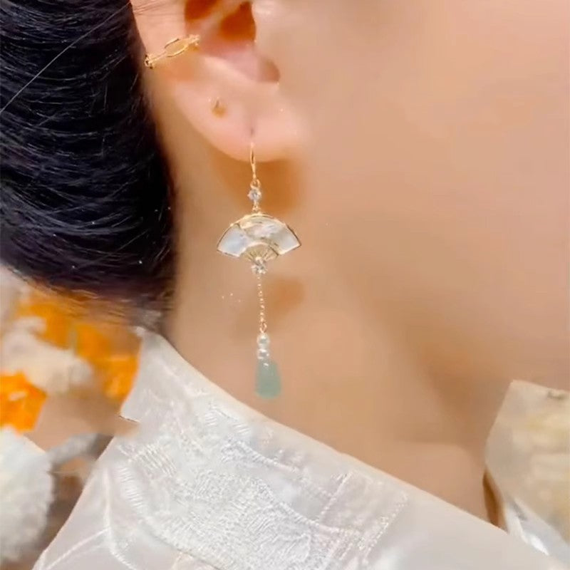 Fan-Shaped Tassel Earrings | New Chinese Style Ancient High-End Accessory