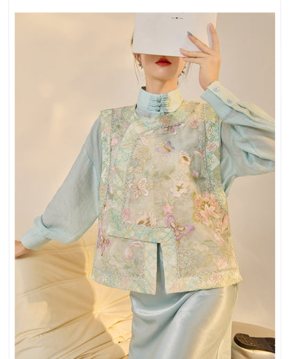 Embroidered Mulberry Silk Vest – New Chinese Style Women's Top