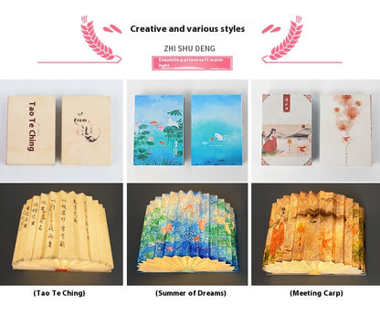Creative 3D Night Light Foldable Fan Book Lamp for Bedroom