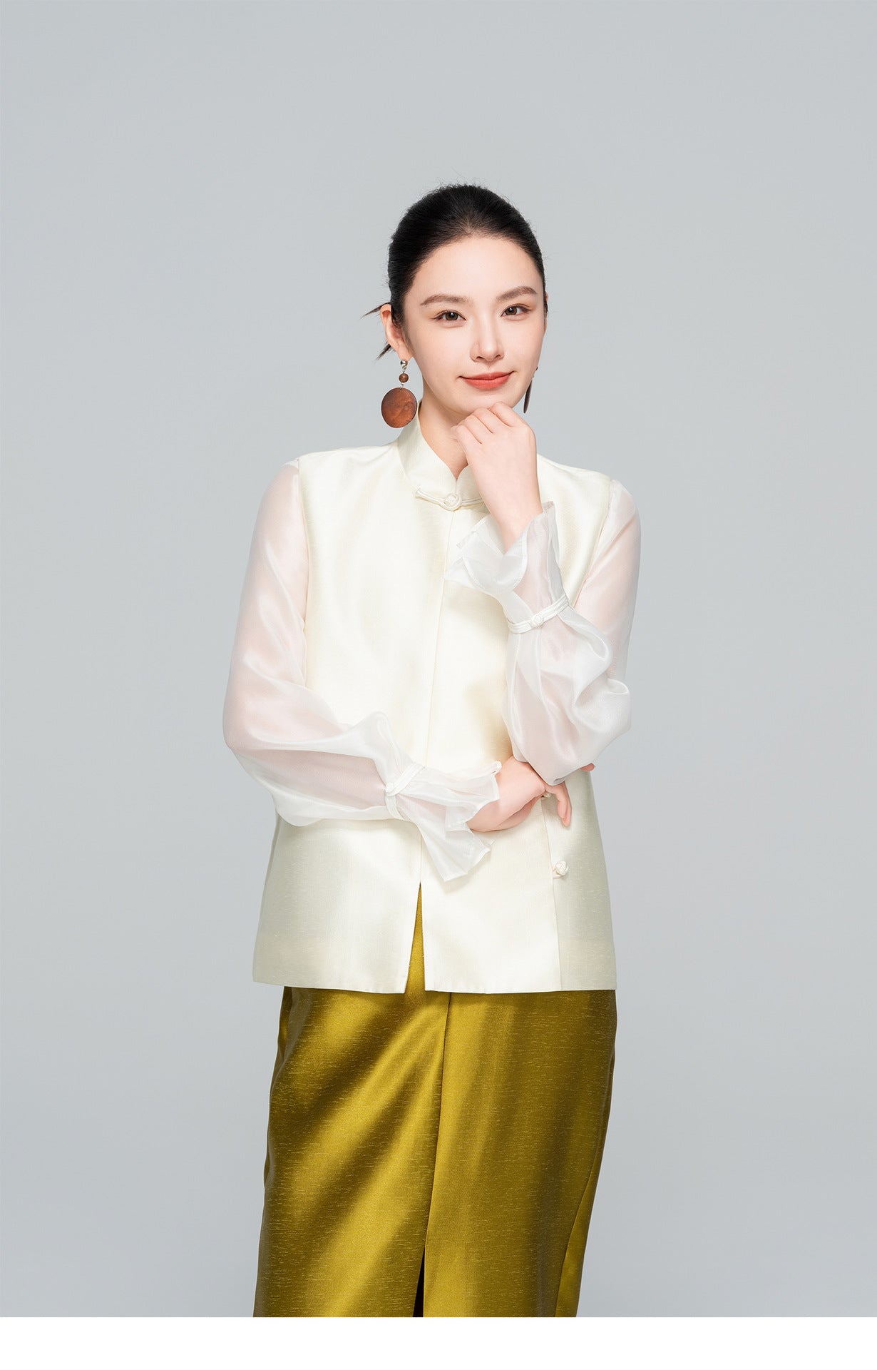 Layered Sleeveless Vest with Side Slit for Women