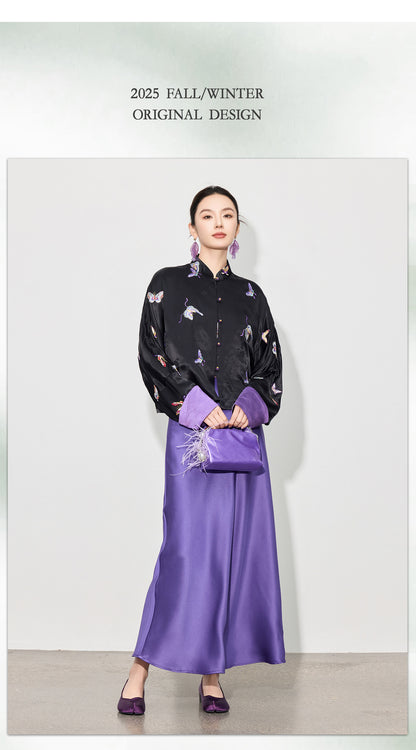 High-End Elegant Loose Fit Embroidered Blouse for Women