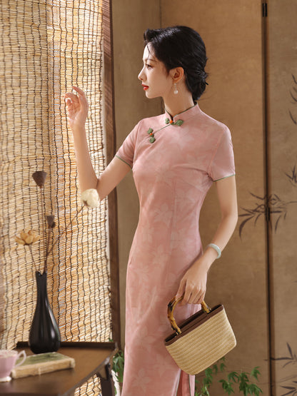 Elegant Pink Cheongsam – Youth Summer 2025 Dress