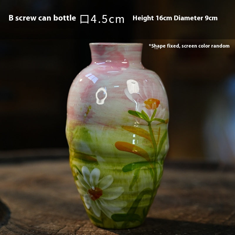 Jingdezhen Handmade Ceramic Vase — Oil Painting Style Small Home Decor