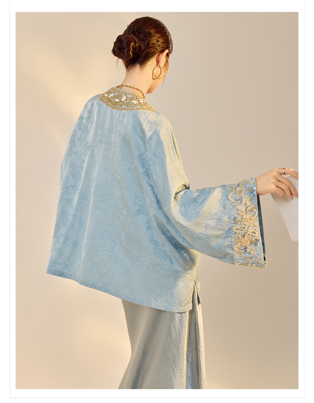 High-End National Style Beaded Jacket | Elegant Light Luxury Jacquard Top