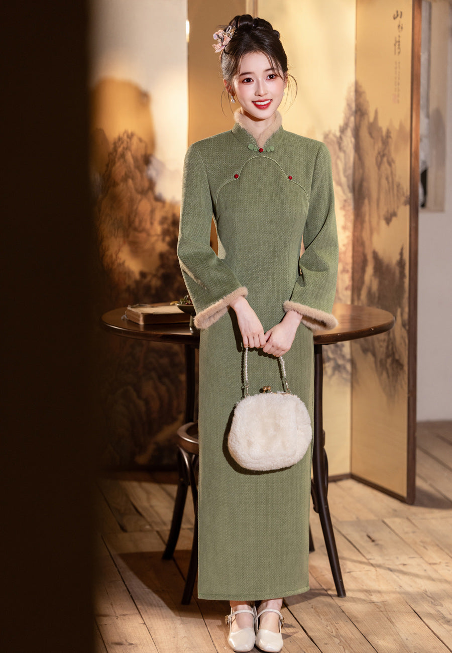 2025 New Thickened Cheongsam – Elegant Warm Daily Chinese Dress
