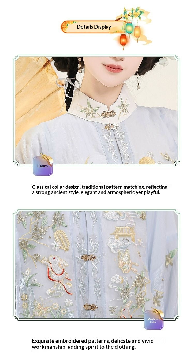 Trees of Sea 2025 New Ming Hanfu Set Stand Collar Embroidered Horse Face Skirt