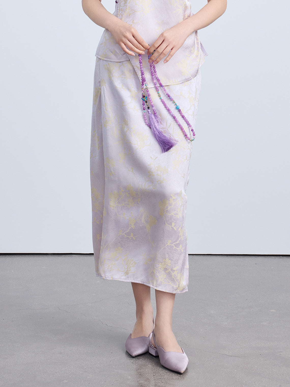 High-End Retro Jacquard Midi A-Line Skirt