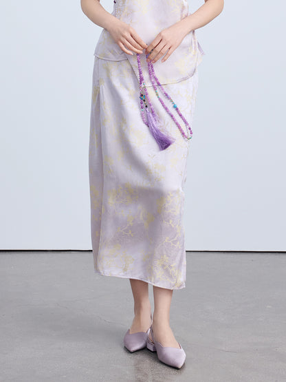 High-End Retro Jacquard Midi A-Line Skirt