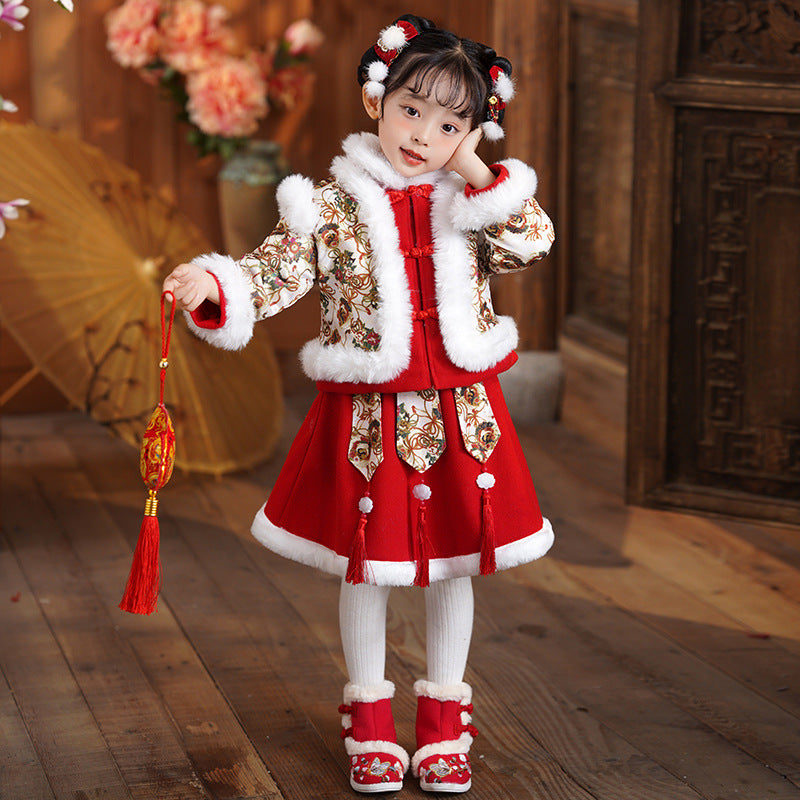 Children’s New Chinese Style Hanfu | Baby Girls’ Warm Tang Suit Winter Outfit