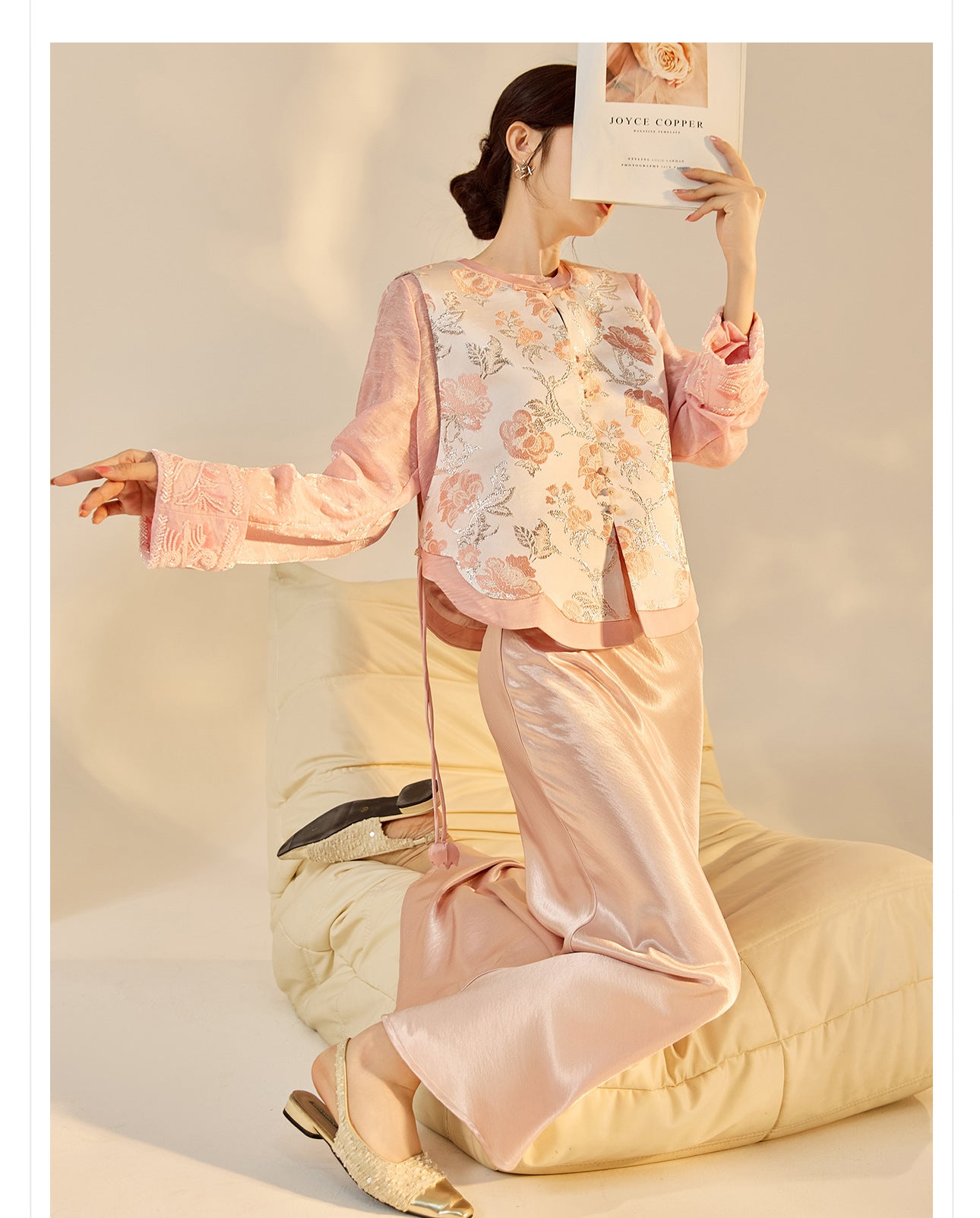 Elegant Jacquard Sleeveless Vest & Skirt Set for Autumn