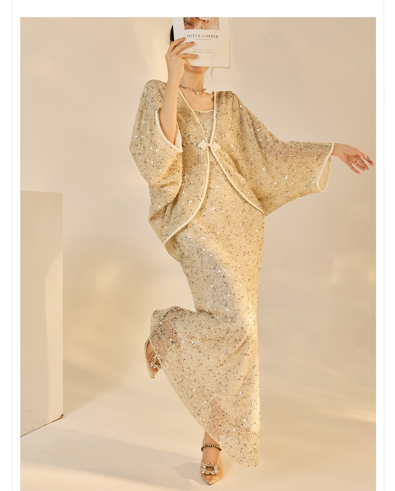 Autumn New Chinese Sequin Embroidered High-End Coat Dress Set