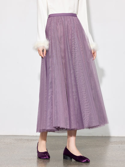 Elegant Fairy Tulle Mid-Length Pleated Skirt