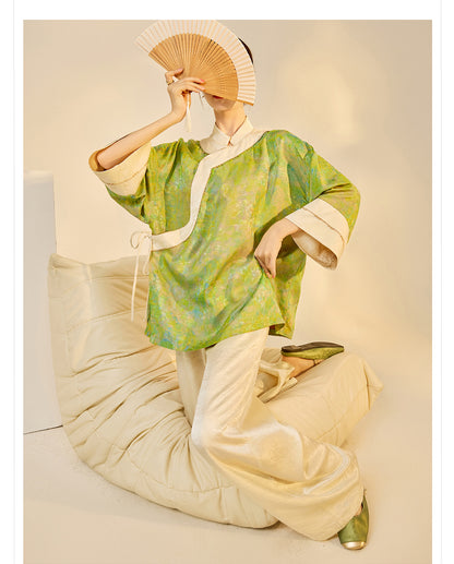 Early Autumn New Chinese Style Silk Lace-Up Short Coat | Retro Thin Top for Women