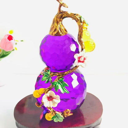 Five Blessings Amethyst Gourd Ornament — Wealth & Luck Home Gift